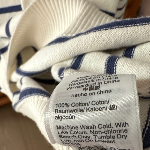 J. Crew Cream and Navy Striped Sweater with Red Heart NWT Large - Picture 4 of 5